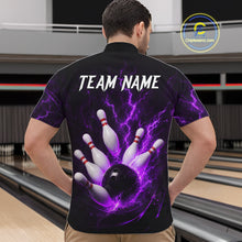 Load image into Gallery viewer, Personalized Purple Thunder Lightning Bowling Jersey For Men, Bowling League Shirts Polo &amp; 1/4 Zip TDM6574