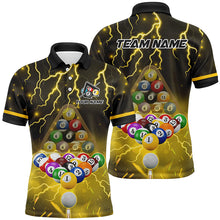 Load image into Gallery viewer, Thunder Lightning Storm Custom 3D Billiard Shirts For Men, Billiard Balls Team Jerseys | Yellow TDM3047