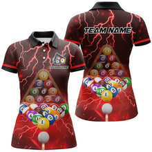 Load image into Gallery viewer, Thunder Lightning Storm Custom 3D Billiard Shirts For Women, Billiard Balls Team Jerseys | Red TDM3048