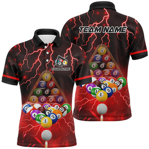 Thunder Lightning Storm Custom 3D Billiard Shirts For Men, Billiard Balls Team Jerseys | Red TDM3048