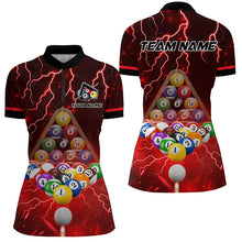 Load image into Gallery viewer, Thunder Lightning Storm Custom 3D Billiard Shirts For Women, Billiard Balls Team Jerseys | Red TDM3048