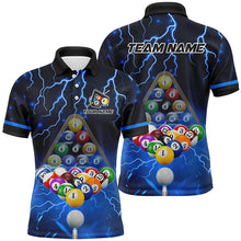 Load image into Gallery viewer, Thunder Lightning Storm Custom 3D Billiard Shirts For Men, Billiard Balls Team Jerseys | Blue TDM3049