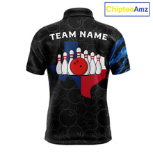Load image into Gallery viewer, Texas Flag Blue Camo Bowling Shirt For Men Custom Patriotic Bowling Team Jersey Polo &amp; 1/4 Zip TDM6387
