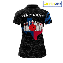 Load image into Gallery viewer, Texas Flag Blue Camo Bowling Shirt For Women Custom Patriotic Bowling Team Jersey Polo &amp; 1/4 Zip TDM6387