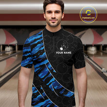 Load image into Gallery viewer, Texas Flag Blue Camo Bowling Shirt For Men Custom Patriotic Bowling Team Jersey Polo &amp; 1/4 Zip TDM6387