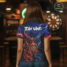 Load image into Gallery viewer, Blue And Red Thunder Lightning Dragon Darts Shirt For Women Custom Darts Team Jersey Polo &amp; 1/4 Zip TDM6577