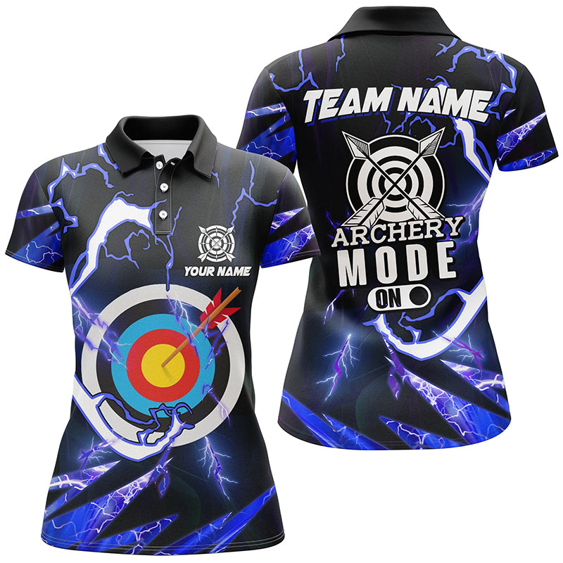 Personalized Blue Thunder Archery Mode On Women Polo Shirts, Custom Archery Jerseys Team Shirts TDM1135