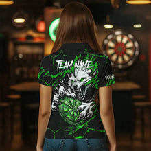 Load image into Gallery viewer, Personalized Wolf Lightning Darts Polo &amp; Quarter Zip Custom Dart Shirts For Women Darts Jersey |Green TDM3773