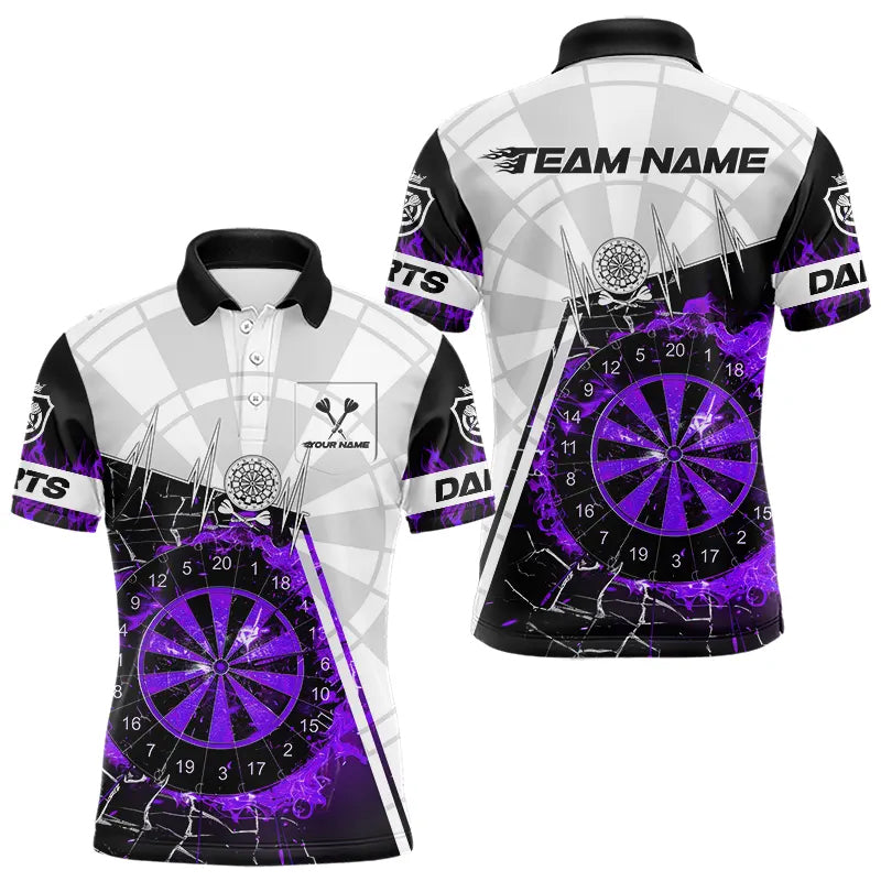 Custom Break Glass Purple Darts Shirt With Pocket Option For Men, Darts Jersey TDM3774