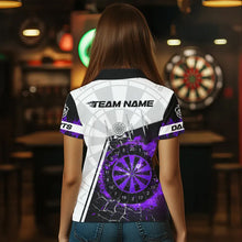Load image into Gallery viewer, Custom Break Glass Purple Darts Shirt With Pocket Option For Women, Darts Jersey TDM3774