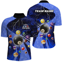 Load image into Gallery viewer, 3D Billiard Balls Pool Shirts For Men Customized Lightning Billiard Jerseys Shorts Sleeve |Blue TDM2329