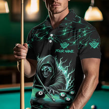 Load image into Gallery viewer, Turquoise Funny Death Skeleton Roses 8 Ball Pool Men Billiard Shirts Custom Thunder Billiard Jersey TDM3630