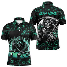 Load image into Gallery viewer, Turquoise Funny Death Skeleton Roses 8 Ball Pool Men Billiard Shirts Custom Thunder Billiard Jersey TDM3630