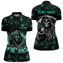 Load image into Gallery viewer, Turquoise Funny Death Skeleton Roses 8 Ball Pool Women Billiard Shirts Custom Thunder Billiard Jersey TDM3630
