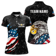 Load image into Gallery viewer, Black Grunge Eagle American Flag Custom 9 Ball Pool Women's Billiard Shirts, Billiard Team Jerseys TDM3779