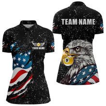 Load image into Gallery viewer, Black Grunge Eagle American Flag Custom 9 Ball Pool Women's Billiard Shirts, Billiard Team Jerseys TDM3779