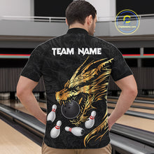 Load image into Gallery viewer, Black And Gold Custom Dragon Bowling Shirt For Men, Bowling Team Jersey Polo &amp; Quarter Zip TDM6165