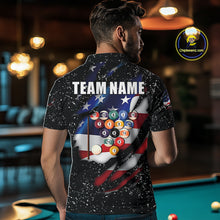 Load image into Gallery viewer, Black Grunge US Flag Eagle Billiard Shirt For Men Custom 8 Ball Pool Team Jersey Polo &amp; 1/4 Zip TDM6404