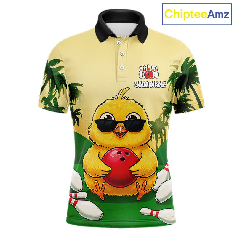 Custom Cute Chicken Summer Bowling Shirts For Men, Funny Bowling Team Jersey Polo & 1/4 Zip TDM6591
