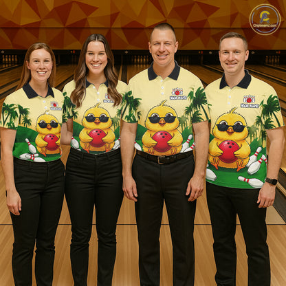 Custom Cute Chicken Summer Bowling Shirts For Men, Funny Bowling Team Jersey Polo & 1/4 Zip TDM6591
