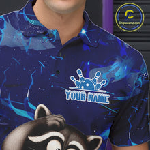 Load image into Gallery viewer, Personalized Blue Funny Raccoon Bowling Shirt For Men Custom Bowling Team Jersey Polo &amp; 1/4 Zip TDM6594