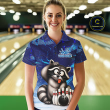 Load image into Gallery viewer, Personalized Blue Funny Raccoon Bowling Shirt For Women Custom Bowling Team Jersey Polo &amp; 1/4 Zip TDM6594