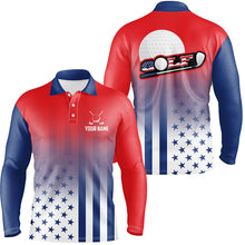 Load image into Gallery viewer, Personalized Patriotic US Flag Mens Golf Polo Shirts, Best 4Th Of July Golf Outfits For Men TDM1892