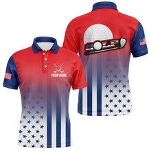 Load image into Gallery viewer, Personalized Patriotic US Flag Mens Golf Polo Shirts, Best 4Th Of July Golf Outfits For Men TDM1892