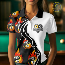 Load image into Gallery viewer, Custom Flame 8 Ball 9 Ball Billiard Shirt For Women, Billiard Pool Team Jersey Polo &amp; 1/4 Zip Shirt TDM6175