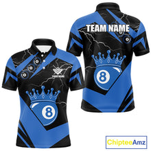Load image into Gallery viewer, Black And Blue 8 Ball Crown Lightning Men's Billiard Shirt Custom Pool Team Jersey Polo &amp; 1/4 Zip TDM5311