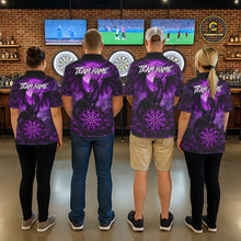 Load image into Gallery viewer, Black And Purple Dartboard Roses And Dragon Darts Polo &amp; 1/4 Zip Custom Men's Darts Team Jersey TDM5803