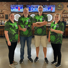 Load image into Gallery viewer, Black And Green Dartboard Roses And Dragon Darts Polo &amp; 1/4 Zip Custom Women's Darts Team Jersey TDM5804