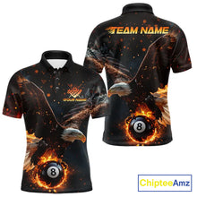 Load image into Gallery viewer, Personalized Fire 8 Ball Eagle Billiard Shirt For Men Custom Pool Team Jersey Polo &amp; 1/4 Zip TDM6407