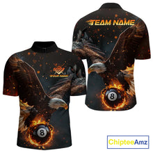 Load image into Gallery viewer, Personalized Fire 8 Ball Eagle Billiard Shirt For Men Custom Pool Team Jersey Polo &amp; 1/4 Zip TDM6407