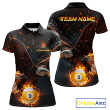 Load image into Gallery viewer, Personalized Fire 9 Ball Eagle Billiard Shirt For Women Custom Pool Team Jersey Polo &amp; 1/4 Zip TDM6408