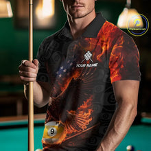 Load image into Gallery viewer, Flaming US Flag Eagle 9 Ball Billiard Shirt For Men Custom Patriotic Pool Jersey Polo &amp; 1/4 Zip TDM6412