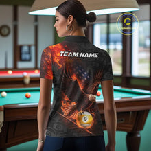 Load image into Gallery viewer, Flaming US Flag Eagle 9 Ball Billiard Shirt For Women Custom Patriotic Pool Jersey Polo &amp; 1/4 Zip TDM6412