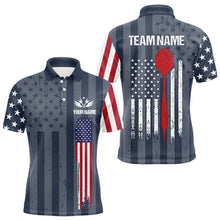 Load image into Gallery viewer, American Flag Navy Darts Polo &amp; Quarter Zip Shirt Custom Patriotic Darts Shirt For Men Dart Jersey TDM3323