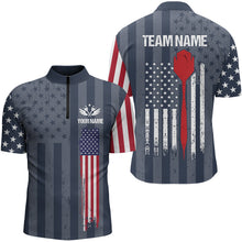 Load image into Gallery viewer, American Flag Navy Darts Polo &amp; Quarter Zip Shirt Custom Patriotic Darts Shirt For Men Dart Jersey TDM3323