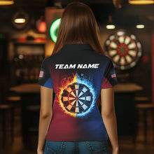 Load image into Gallery viewer, Blue And Red Dart Water Fire Women Dart Shirt With Pocket Custom Dart Jerseys TDM3500