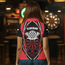 Load image into Gallery viewer, Personalized Black And Red Dartboard Pattern Dart Shirts For Women Custom Dart Jerseys Team Uniform TDM3651