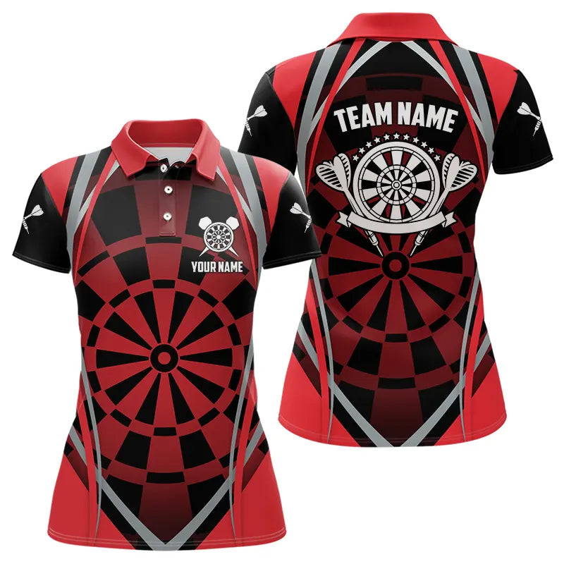 Personalized Black And Red Dartboard Pattern Dart Shirts For Women Custom Dart Jerseys Team Uniform TDM3651