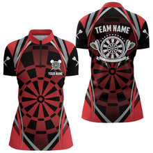 Load image into Gallery viewer, Personalized Black And Red Dartboard Pattern Dart Shirts For Women Custom Dart Jerseys Team Uniform TDM3651