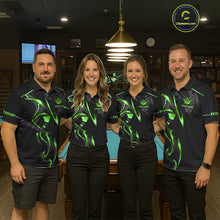 Load image into Gallery viewer, Custom Green 8 Ball Pool Crown Billiard Shirts For Men, Billiard Team Jersey Polo &amp; 1/4 Zip |Black TDM6194