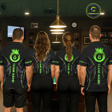 Load image into Gallery viewer, Custom Green 8 Ball Pool Crown Billiard Shirts For Men, Billiard Team Jersey Polo &amp; 1/4 Zip |Black TDM6194