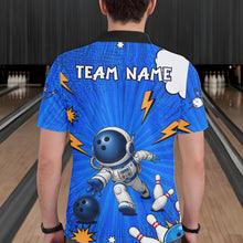 Load image into Gallery viewer, Blue Funny Astronaut Bowling Shirt For Men Custom Bowling Jersey, Bowling Uniform Polo &amp; 1/4 Zip TDM6421