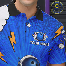 Load image into Gallery viewer, Blue Funny Astronaut Bowling Shirt For Men Custom Bowling Jersey, Bowling Uniform Polo &amp; 1/4 Zip TDM6421