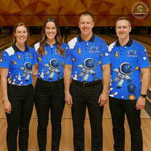 Load image into Gallery viewer, Blue Funny Astronaut Bowling Shirt For Men Custom Bowling Jersey, Bowling Uniform Polo &amp; 1/4 Zip TDM6421