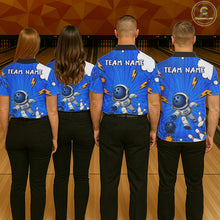 Load image into Gallery viewer, Blue Funny Astronaut Bowling Shirt For Men Custom Bowling Jersey, Bowling Uniform Polo &amp; 1/4 Zip TDM6421