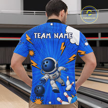 Load image into Gallery viewer, Blue Funny Astronaut Bowling Shirt For Men Custom Bowling Jersey, Bowling Uniform Polo &amp; 1/4 Zip TDM6421